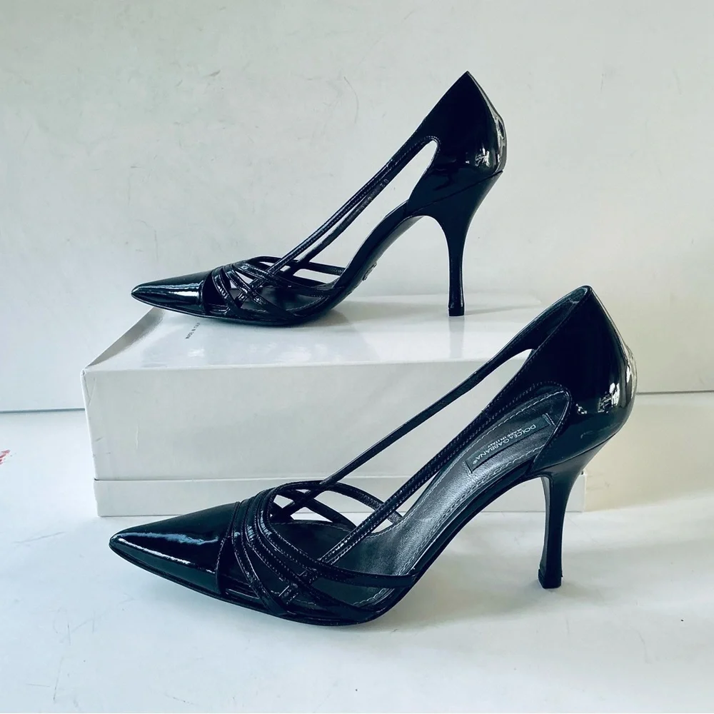 Dolce & Gabbana black patent heels 38